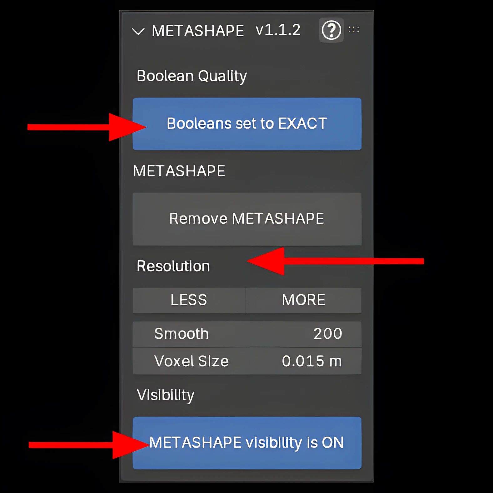 The METASHAPE N-panel in Blender