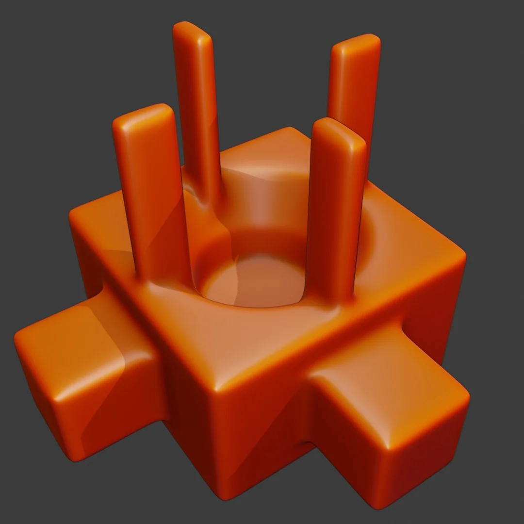 The same assembly melted into smooth organic form by METASHAPE