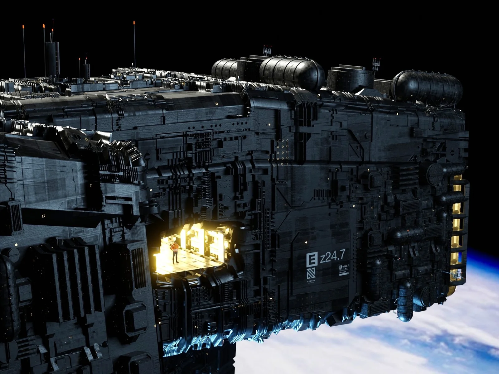 SCIFI Flex 2 — a capital-ship hull dressed in displacement detail