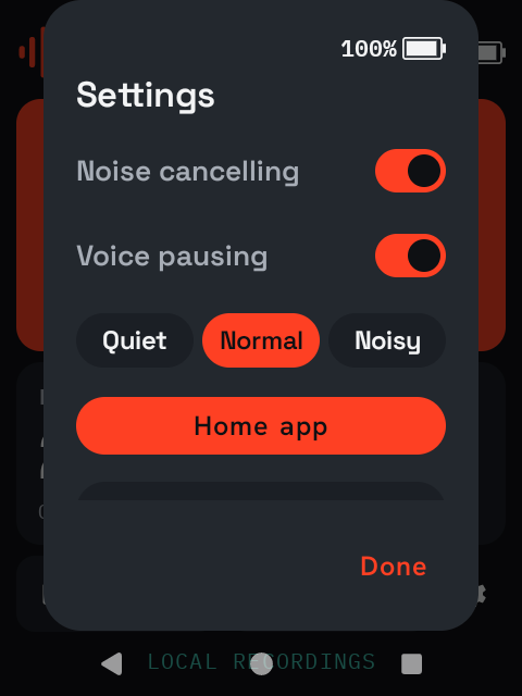 // settings — wav, noise, voice pausing