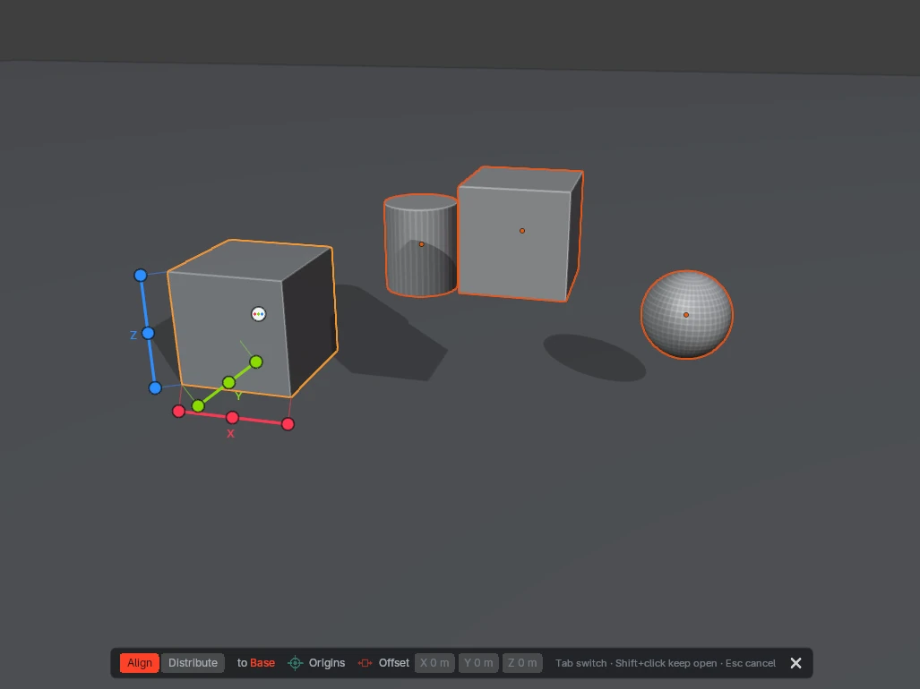 Rails appear on the reference box after pressing Align