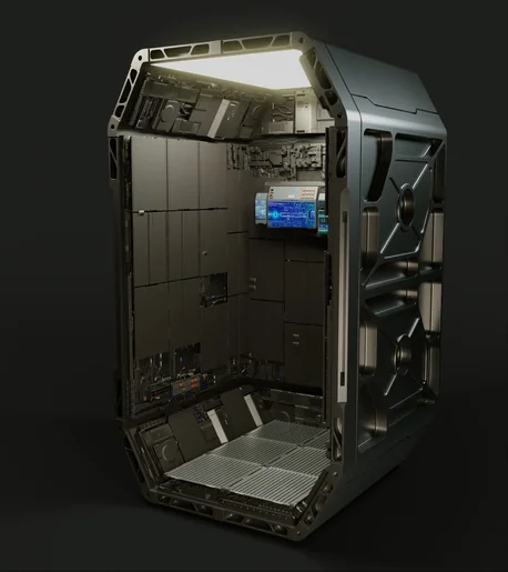 Equipment locker interior packed with SPOCK detail